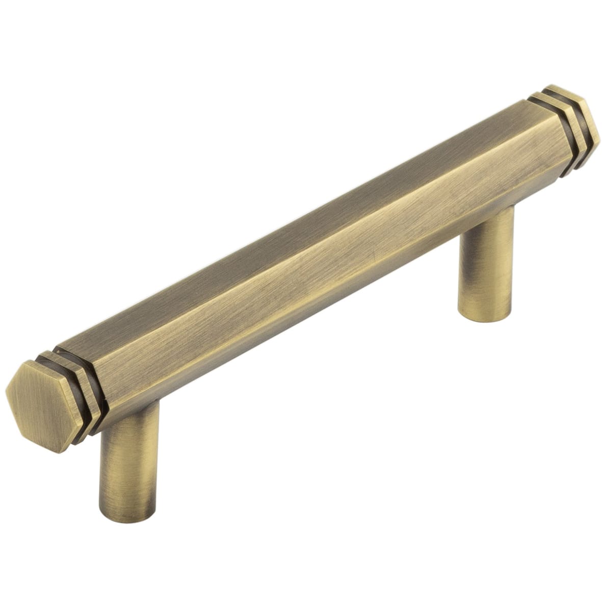 Nile 15mm Hex T-Bar Cabinet Pull Handle - 96mm c/c - Antique Brass