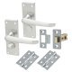 Satin Chrome Victorian Straight Privacy Latch Door Handles Pack - Short Plate