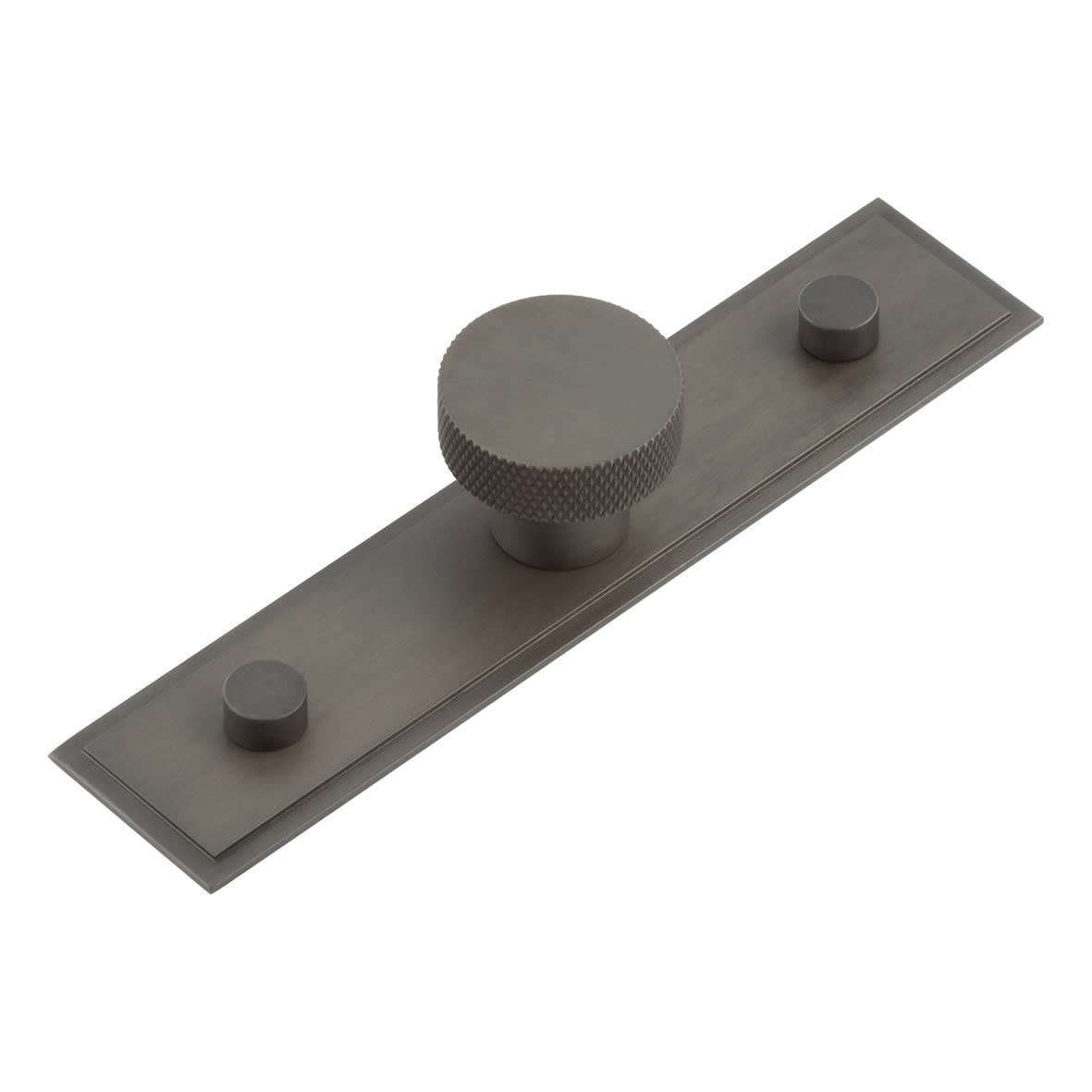 Wenlock Knurled Round Cabinet Knob on Stepped Backplate - 30mm Diameter - Dark Bronze
