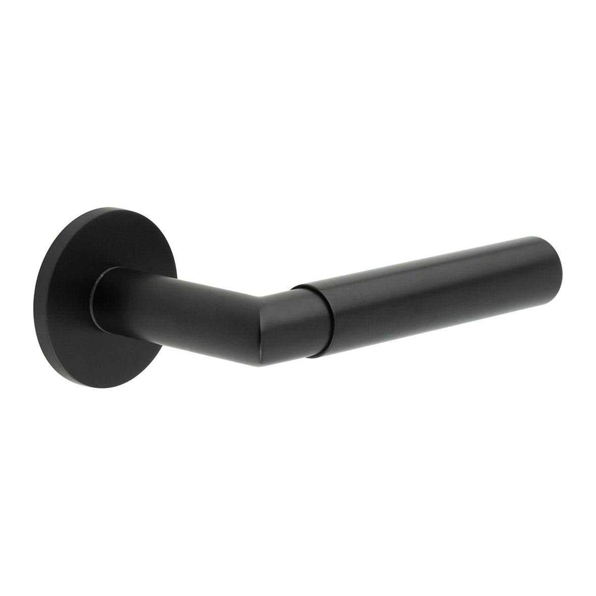 Black Sprung Fire Rated Door Handles on Round Rose - CR-102 Range
