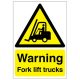 Warning Fork Lift Trucks Sign - 420 x 297mm - Rigid Plastic