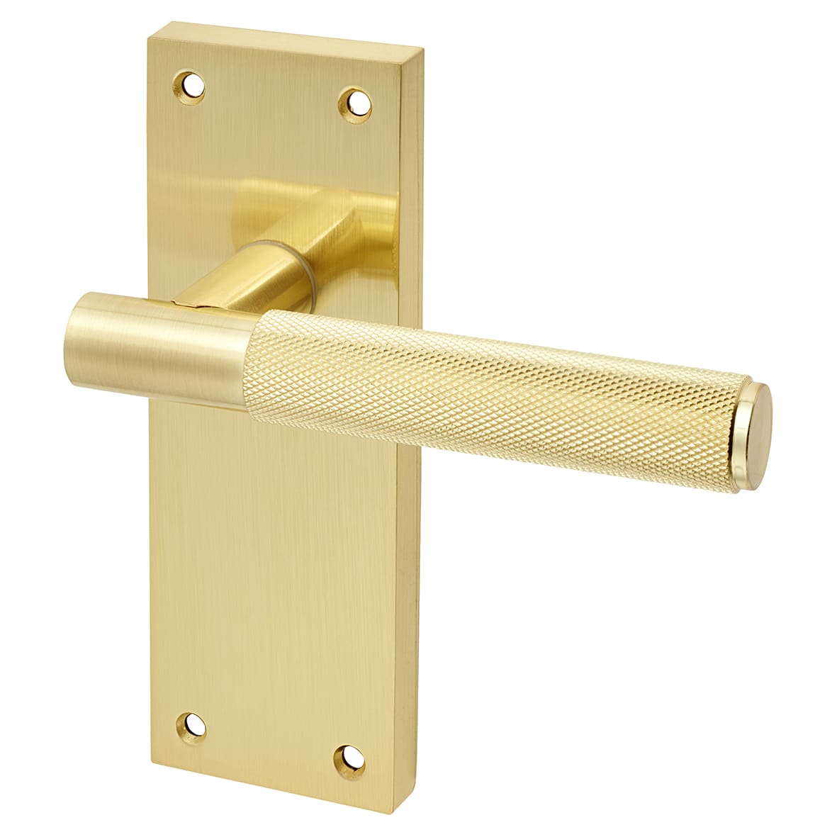 Satin Brass Knurled Latch Door Handles - Remi Range - 155 x 55mm