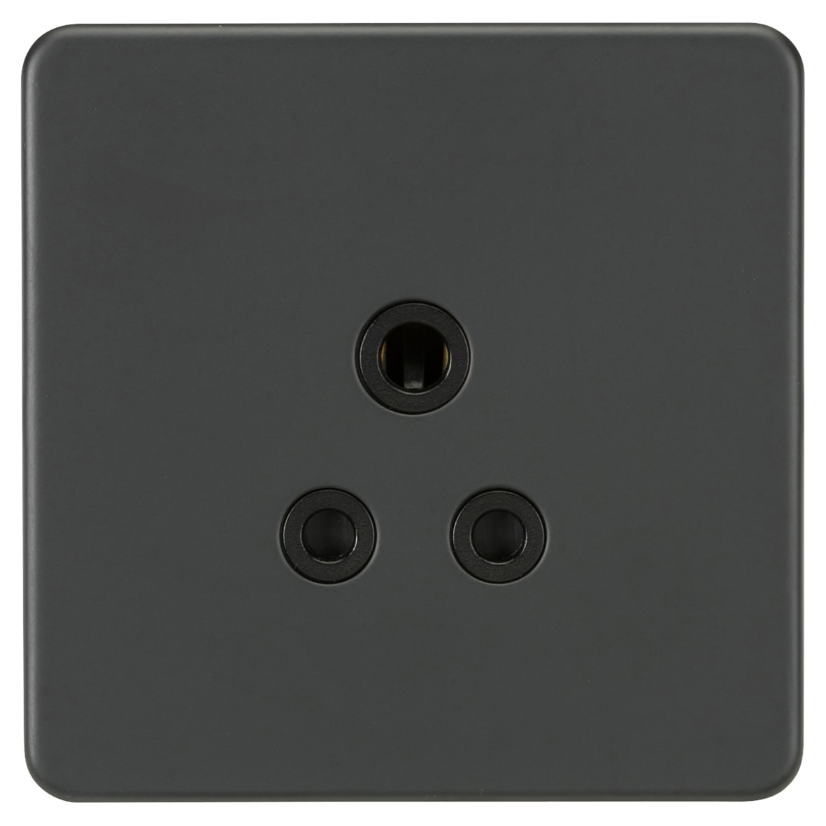 5A Screwless Flat Plate Unswitched Round Pin Socket - Anthracite with Black Insert