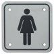 Ladies Square Toilet Door Sign - 95 x 95mm - Satin Stainless Steel