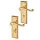 Polished Brass Georgian Scroll Bathroom Door Handles - 150 x 48mm