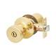 Polished Brass Hotel Bathroom Mortice Door Knobset - 65mm Rose Diameter