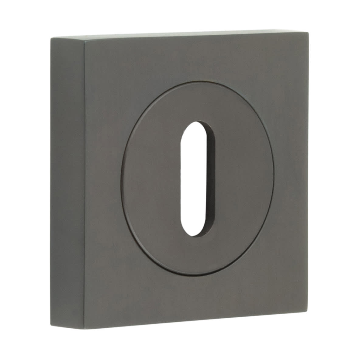 Square Escutcheon on Plain Rose - 52 x 52mm - Keyhole - Dark Bronze