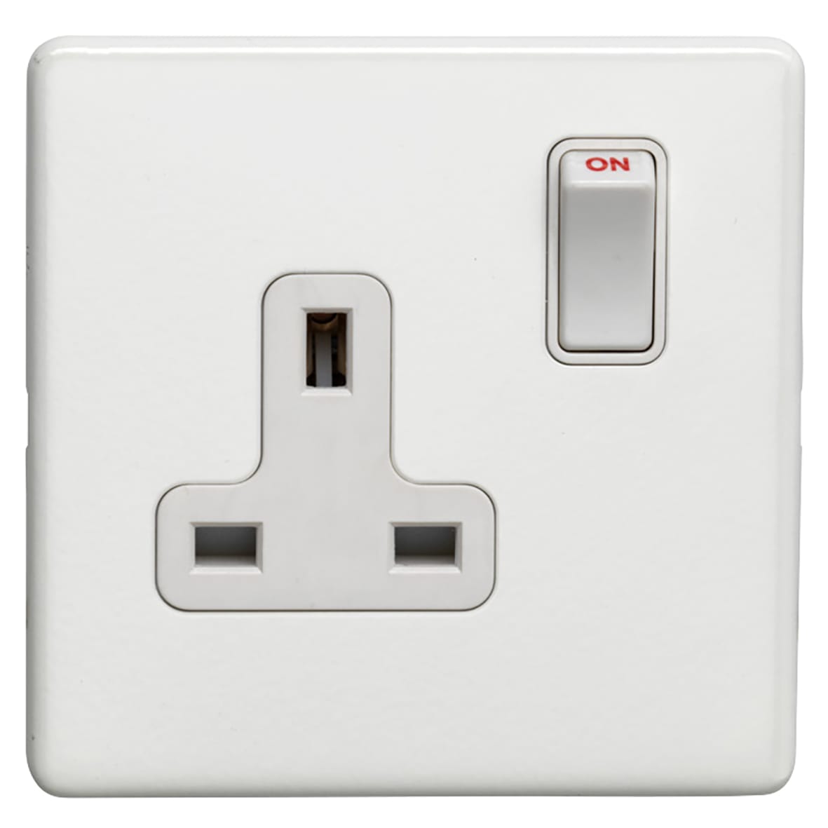 Concealed 13A 1 Gang Screwless Flat Plate DP Switched Socket - Matt White