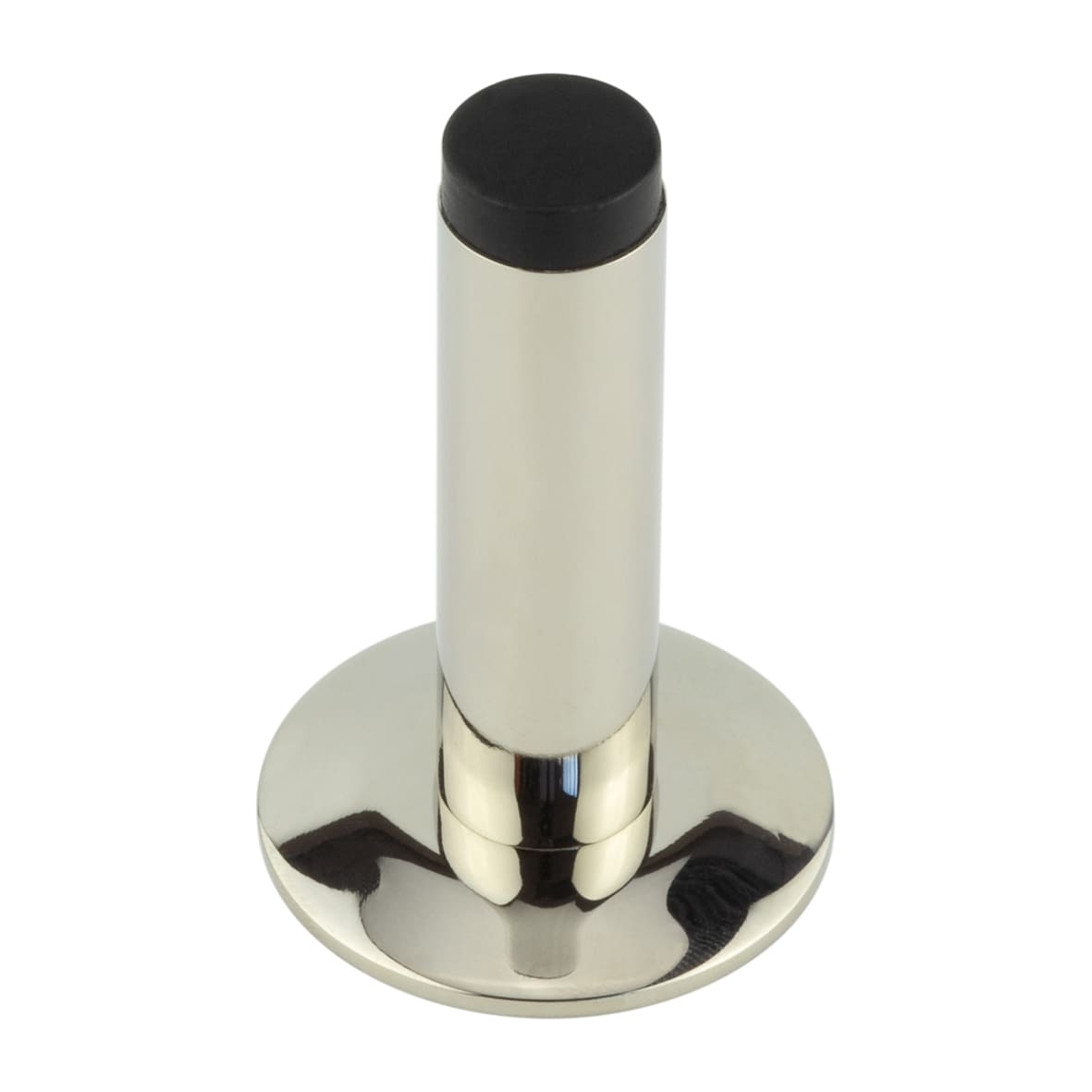 Plain Door Stop on Chamfered Rose - 76mm Projection - Polished Nickel
