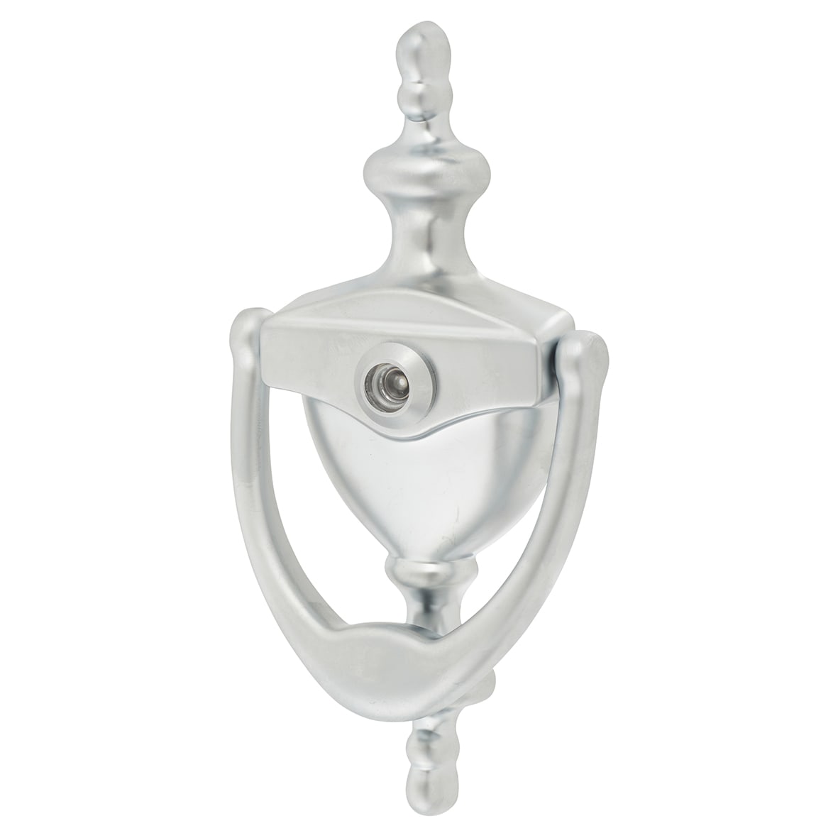 AR727K Traditional Urn Door Knocker With Viewer - Satin Chrome - 151 x 76mm