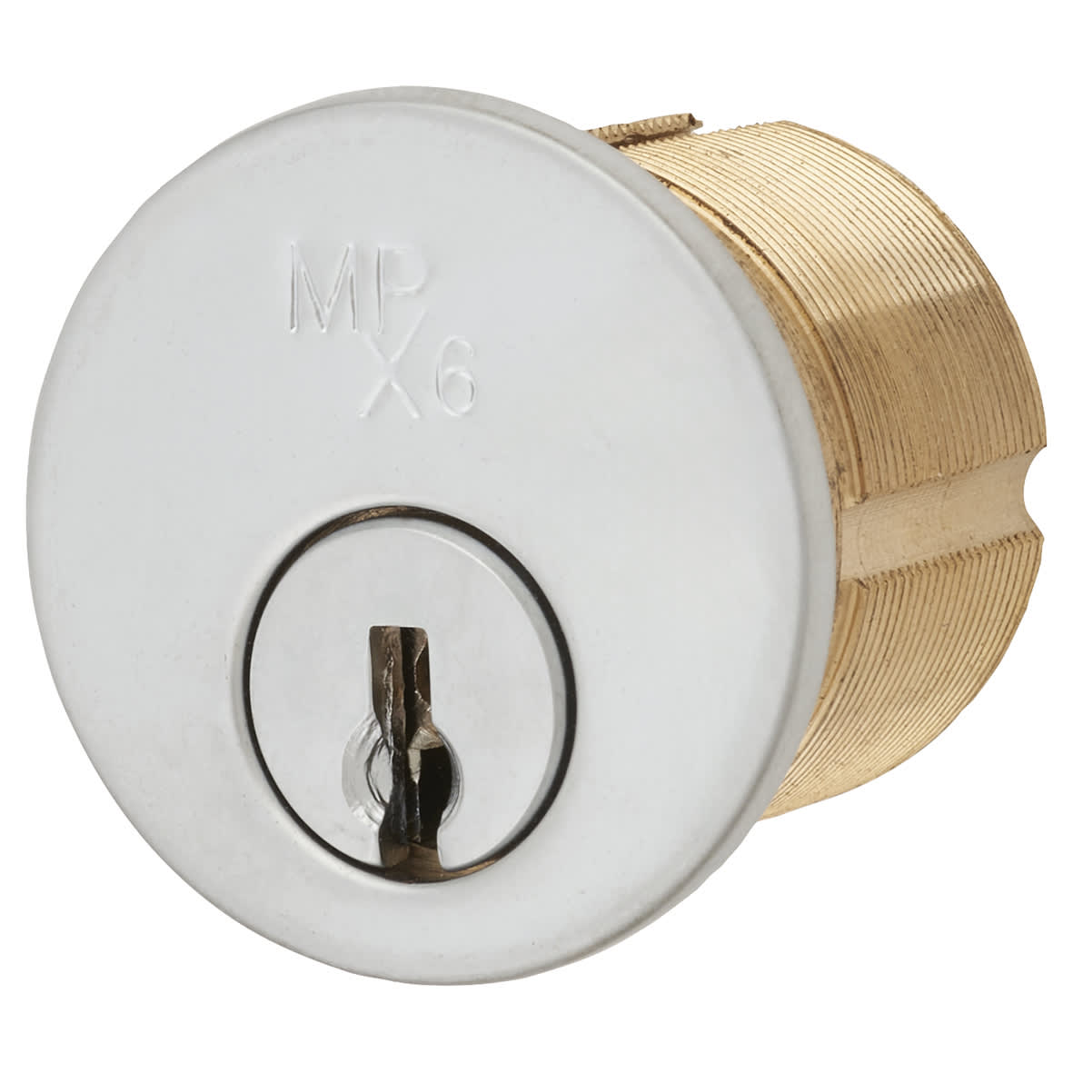 1 Star 6 Pin Threaded Rim Cylinder - Satin Chrome - Keyed to Differ
