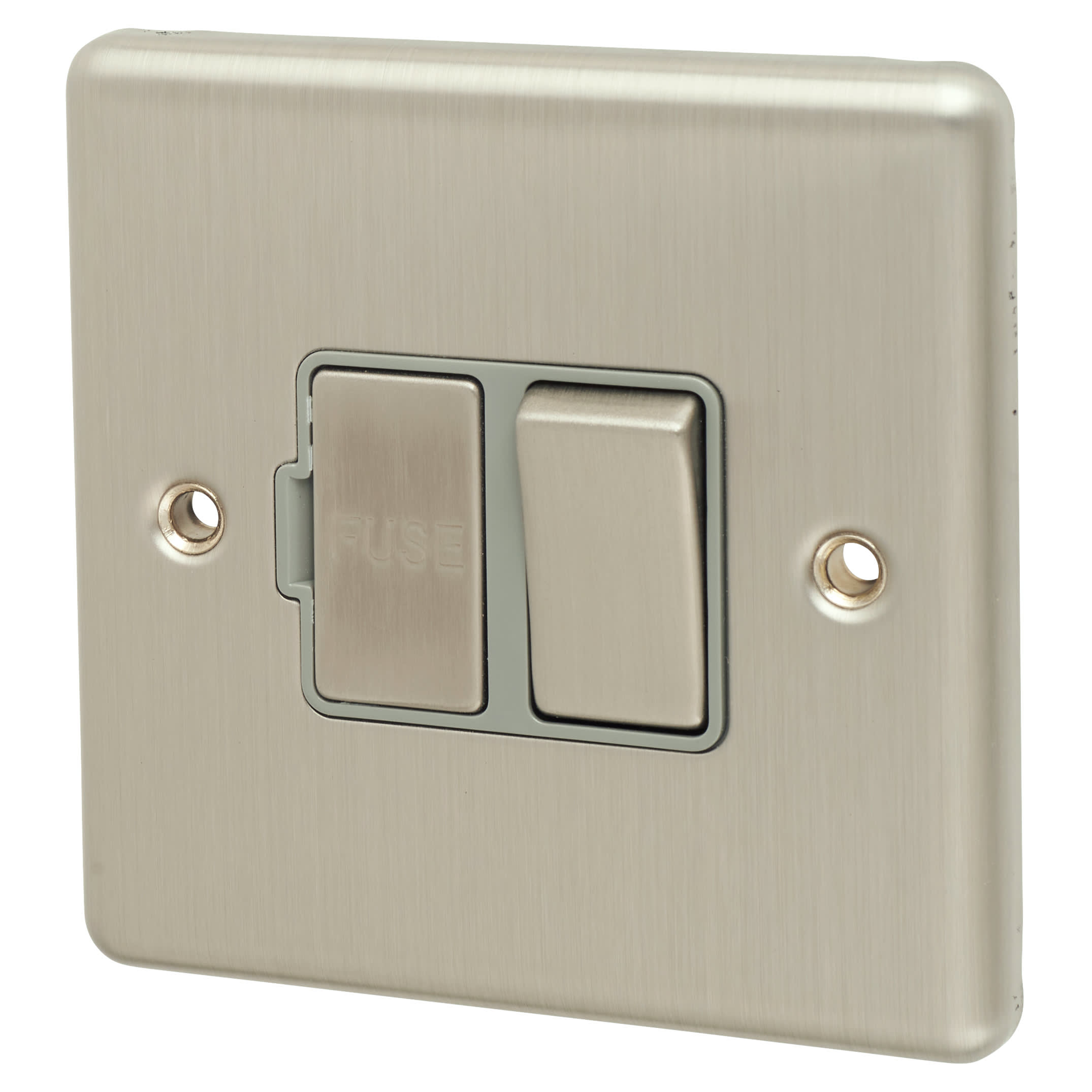 Enhance Decorative 13A 1 Gang DP Switched Fused Spur - Satin Steel with Grey Inserts