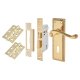 Polished Brass Georgian Rope Edge Scroll 3 Lever Sashlock Door Handles Pack