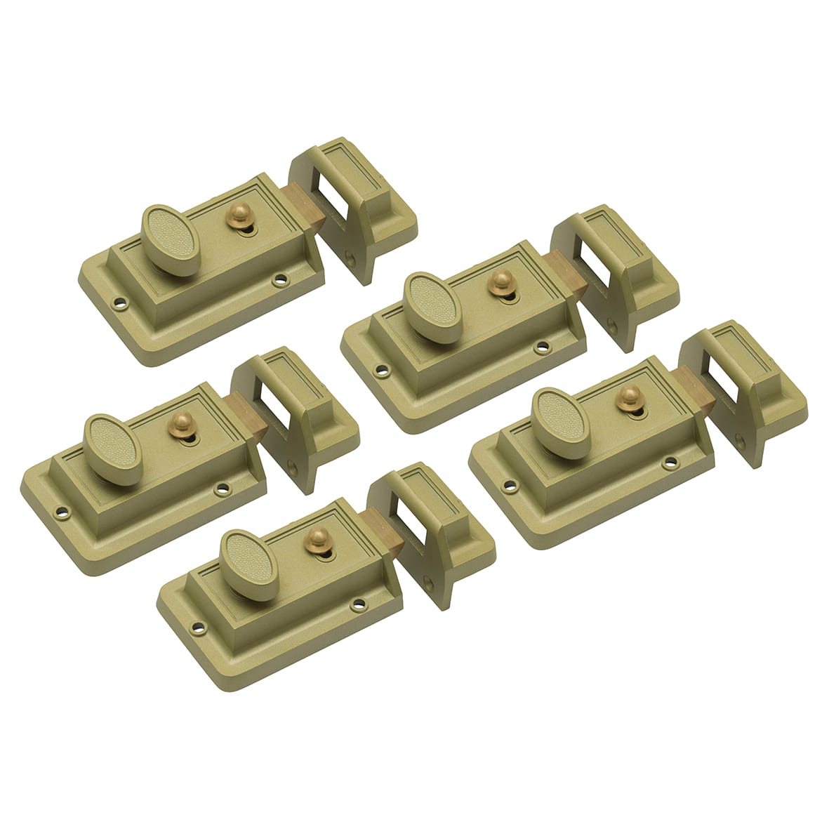 Traditional Nightlatch - 60mm Backset - Champagne Case/Polished Brass Cylinder - Pack of 5