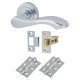Polished Chrome Scroll Latch Door Handles on Rose Pack - Scarlett Range