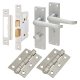 Satin Chrome Victorian Straight Bathroom Lock Door Handles Pack