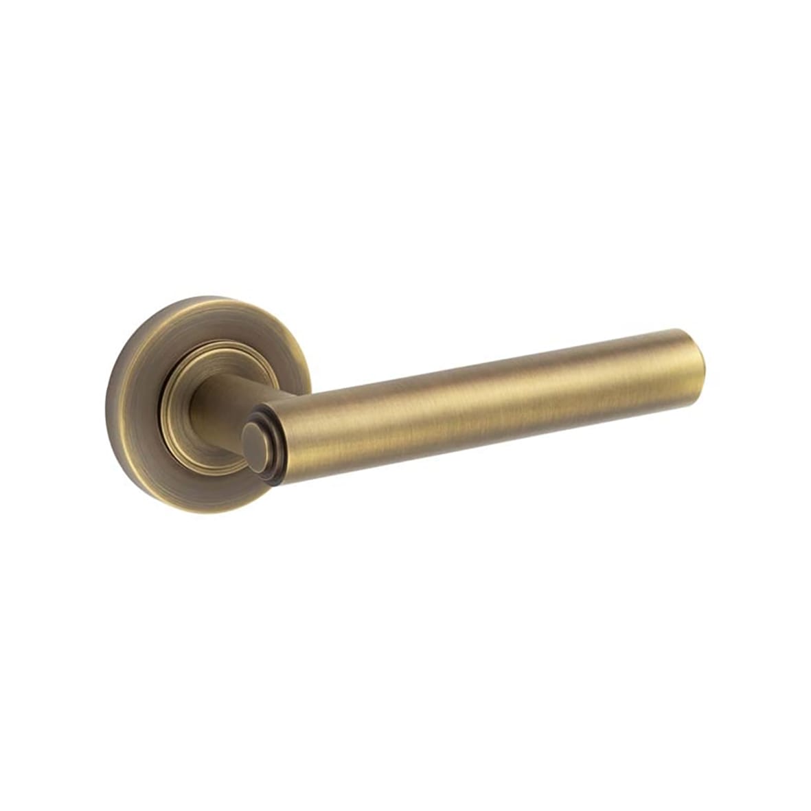 Antique Brass Fire Rated Door Handles on Round Rose - Richmond Range