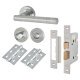 Satin Chrome Bathroom Lock Door Handles on Rose Pack - Dakota Range
