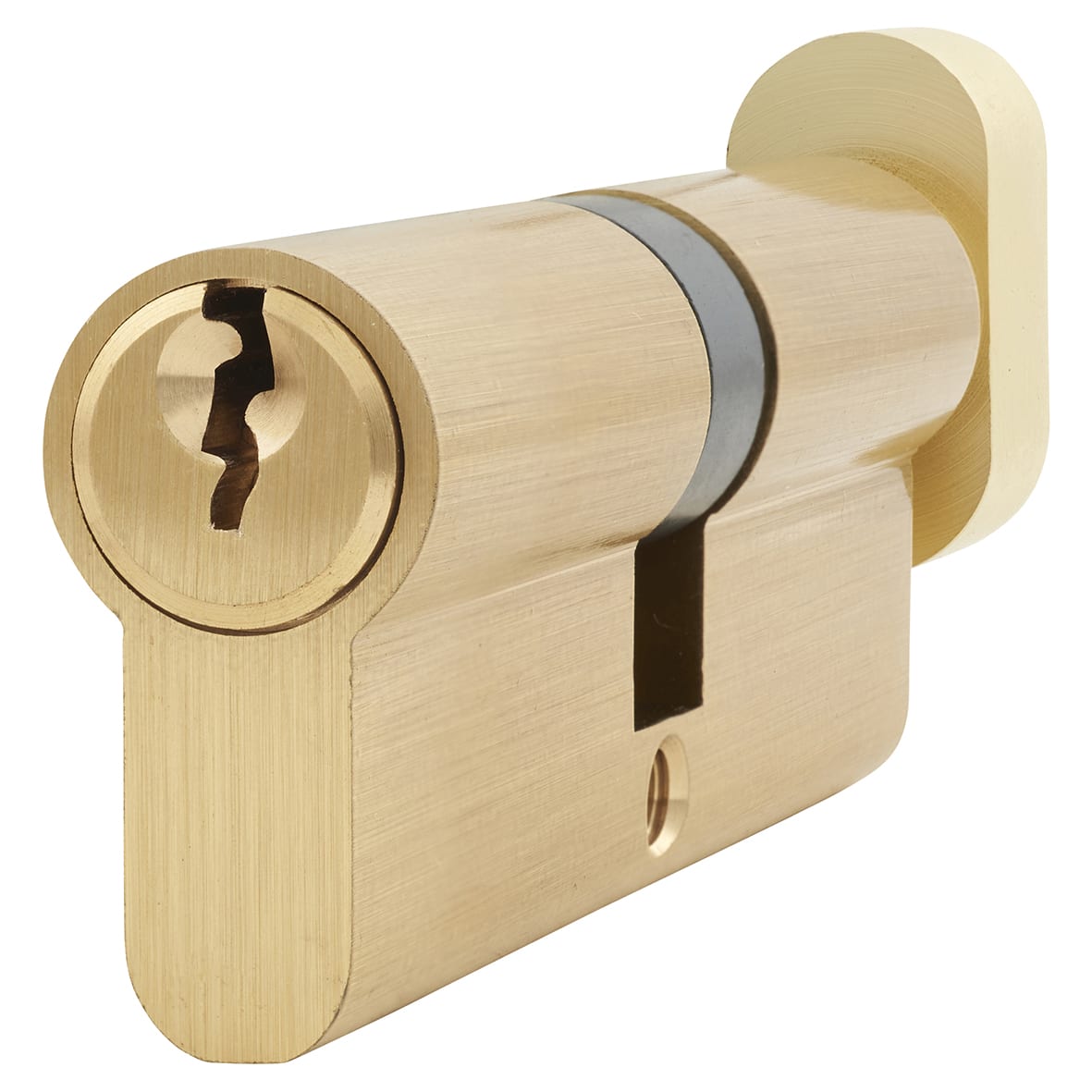 5 Pin 80mm Euro Thumbturn Cylinder - 40mm Turn + 40mm - Satin Brass - Keyed To Differ