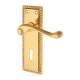 Polished Brass Georgian Scroll Keyhole Lock Door Handles - 150 x 48mm