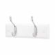 Hat & Coat Hook Rail - 225 x 70mm - 2 Hooks - White Board with Polished Chrome Hooks