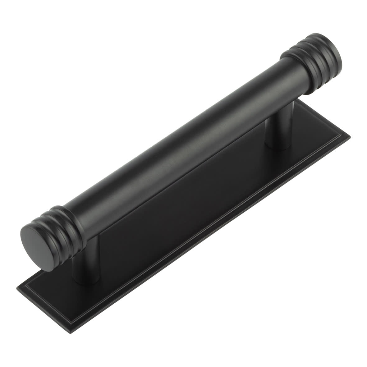 Sturt 15mm Reeded T-Bar Cabinet Pull Handle on Stepped Backplate - 96mm c/c - Black