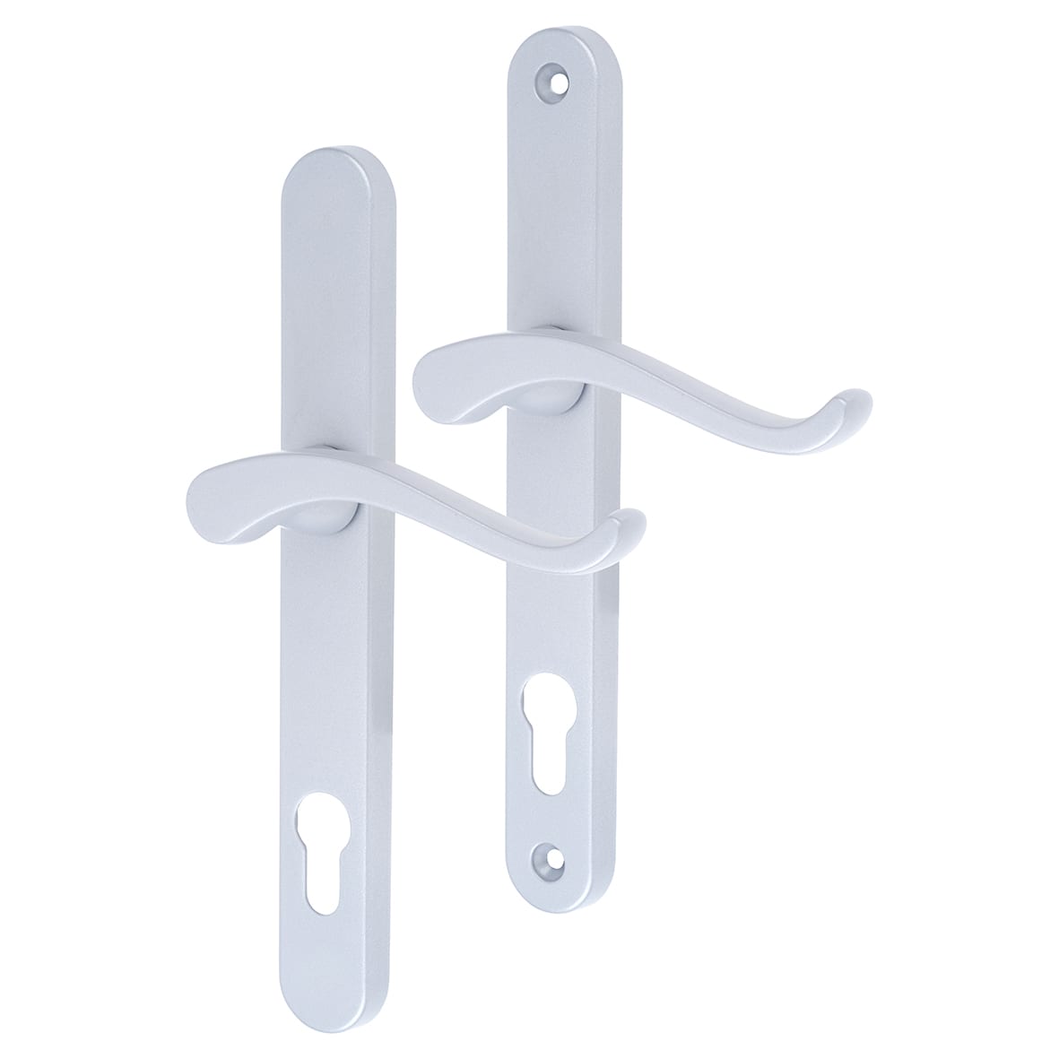 Premium Satin Silver uPVC Scroll Multipoint Door Handles - 92mm c/c - RH - Balmoral Range