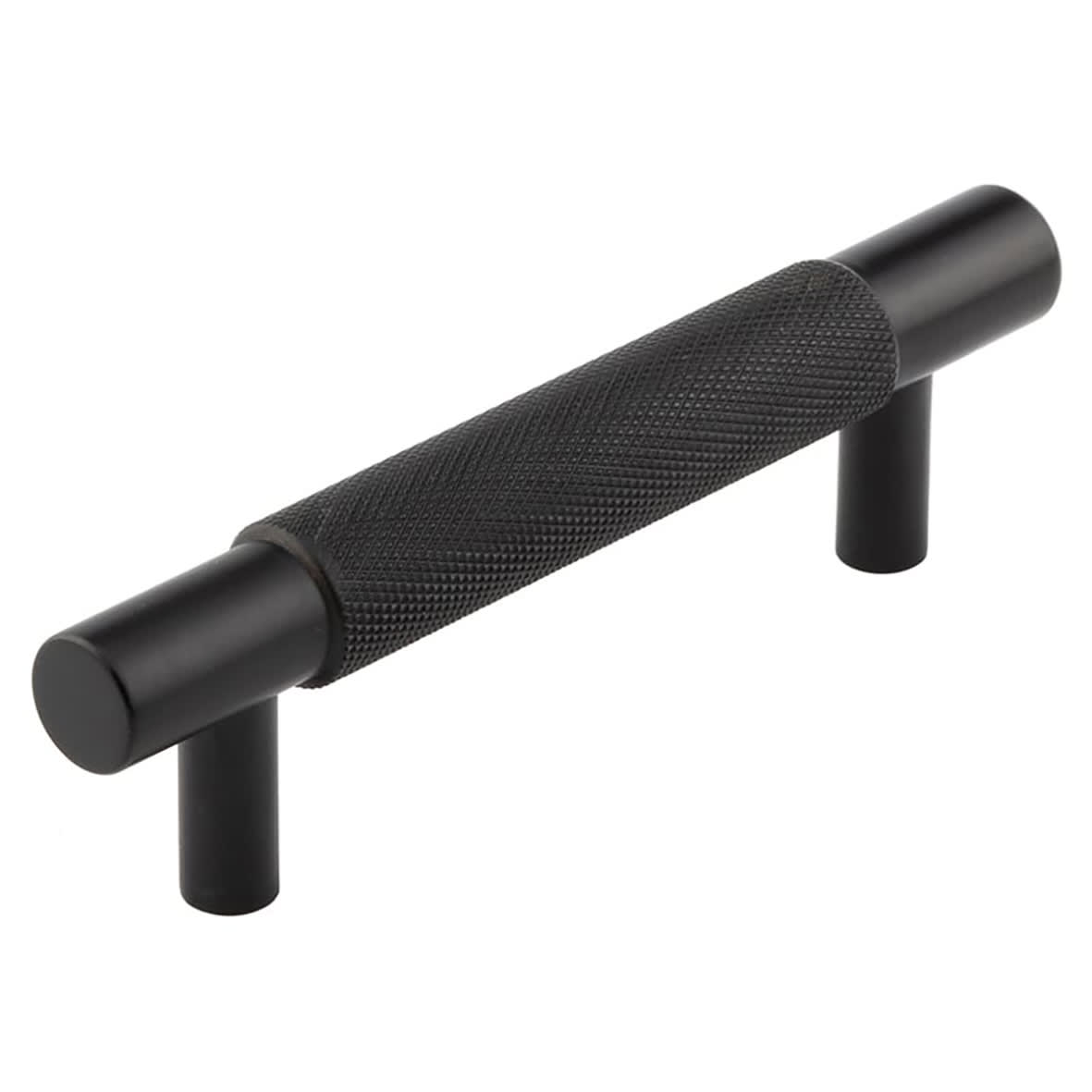Taplow 18mm Knurled T-Bar Cabinet Pull Handle - 96mm c/c - Black