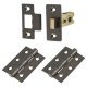 Tubular Latch Pack - 76mm Case - 57mm Backset - 2 x Fire Rated Ball Bearing Hinges - Black Nickel