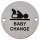 Baby Change Door Sign - 75mm Diameter - Polished Stainless Steel