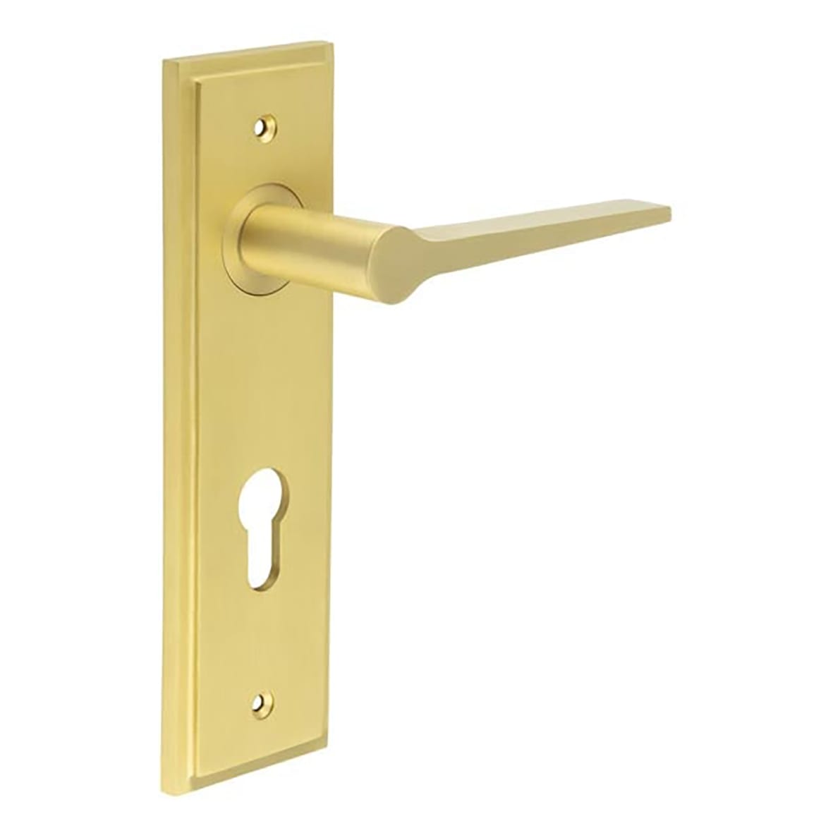 Satin Brass Fire Rated Euro Lock Door Handles - Knightsbridge - 200 x 55mm