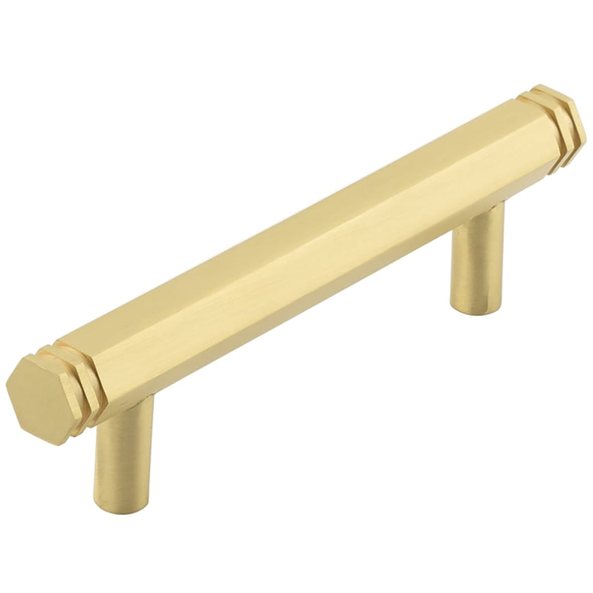 Nile 15mm Hex T-Bar Cabinet Pull Handle - 96mm c/c - Satin Brass