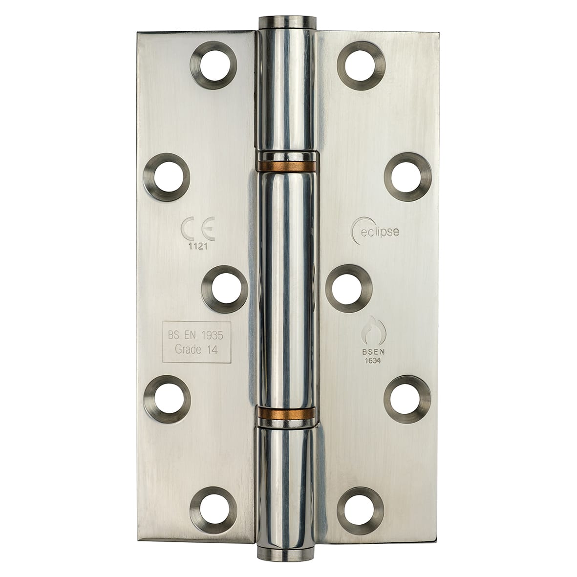 Thrust Bearing Grade 14 Butt Fire Door Hinge - 127 x 76 x 3mm - Pol Stainless Steel - Pair