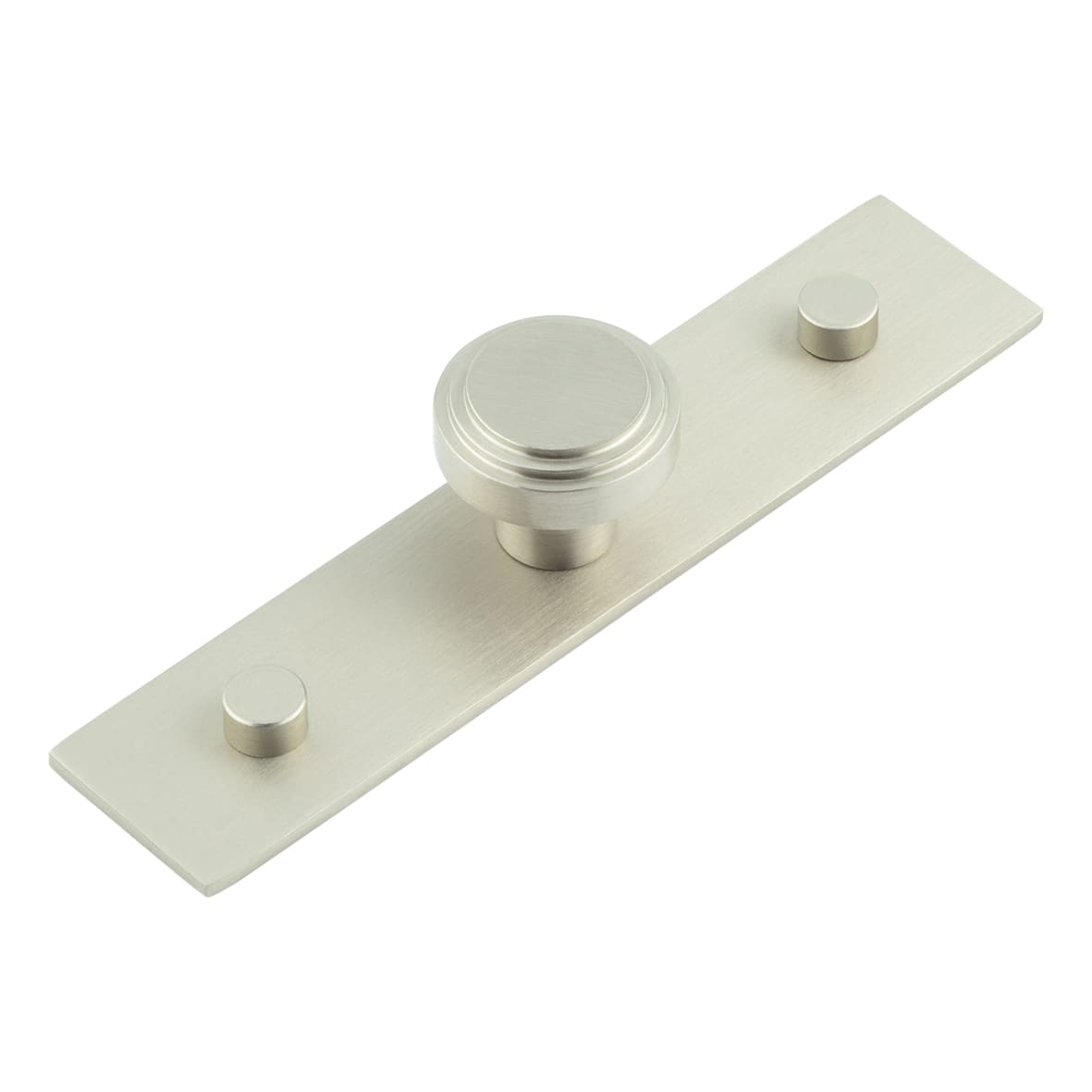 Cropley Stepped Round Cabinet Knob on Plain Backplate - 30mm Diameter - Satin Nickel