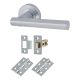 Satin Chrome Latch Door Handles on Rose Pack - Bella Range