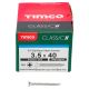 Classic Pozi Countersunk Wood Screws - 3.5 x 40mm - A2 Stainless Steel - Pack of 200