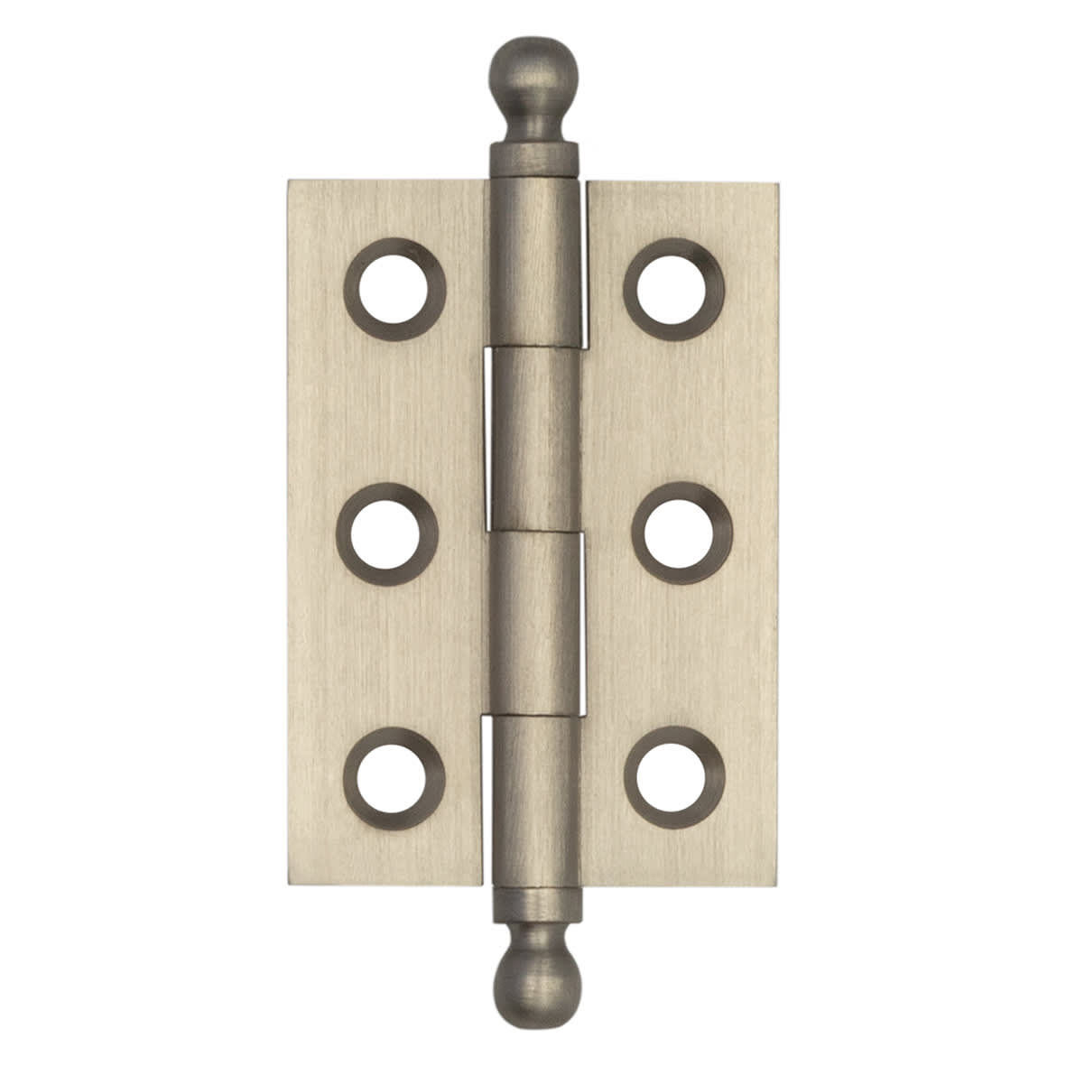 Solid Drawn Finial Butt Cabinet Hinge - 50 x 35 x 2.2mm - Satin Nickel - Pair