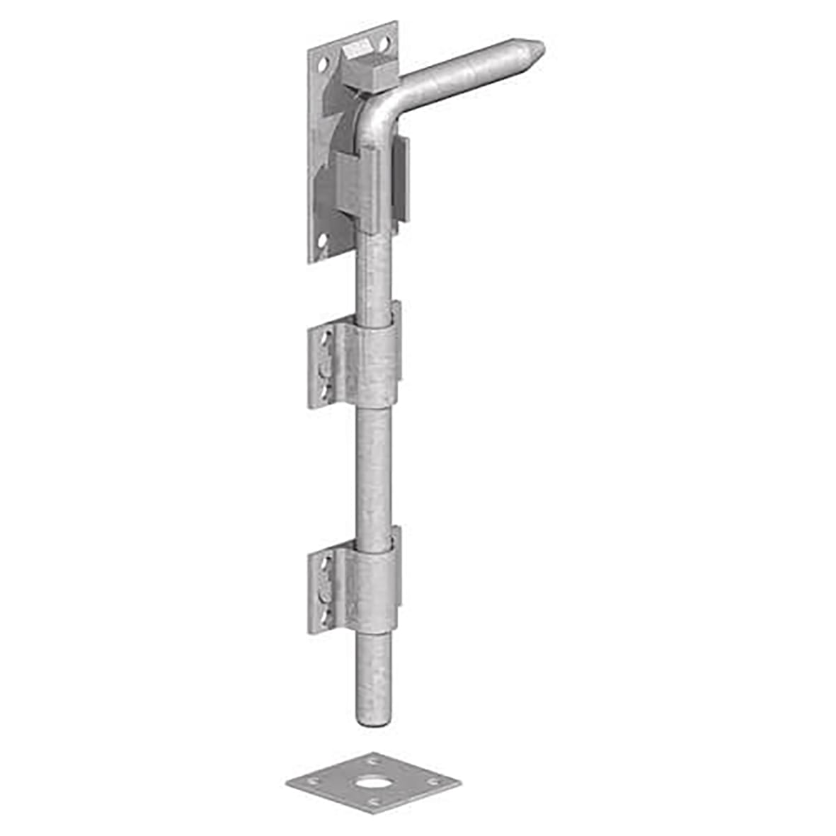 Drop Down Garage Door Bolt - 450mm Length - Galvanised