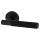 Matt Black Reeded Door Handles on Round Rose - Lily Range
