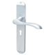 Satin Chrome Keyhole Lock Door Handles - Long Plate - Altea Range - 240 x 41mm