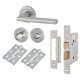 Satin Chrome Bathroom Lock Door Handles on Rose Pack - Sophia Range