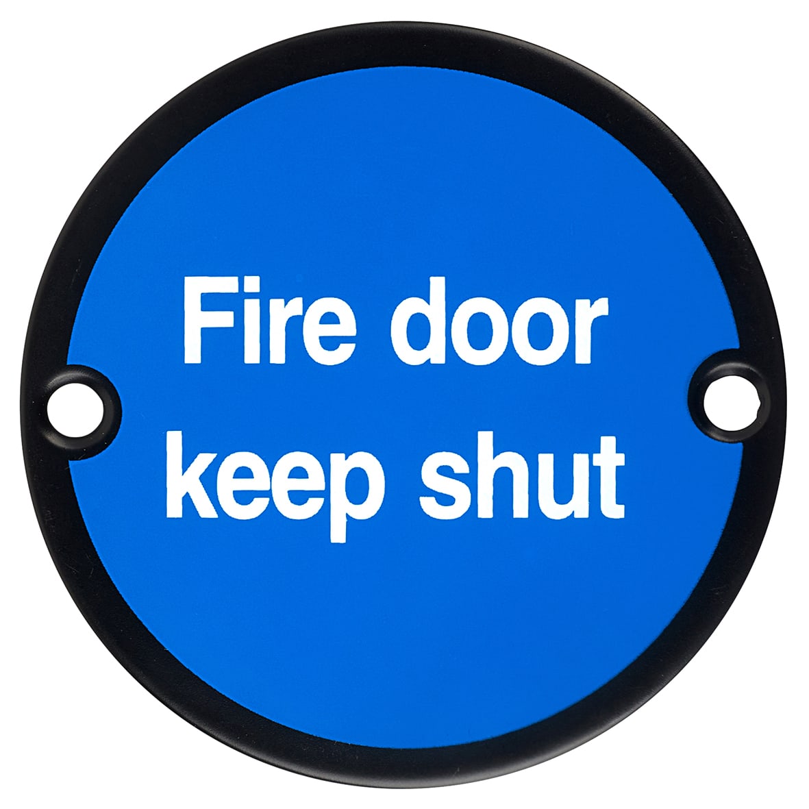 Fire Door Keep Shut Door Sign - 75mm Diameter - Matt Black