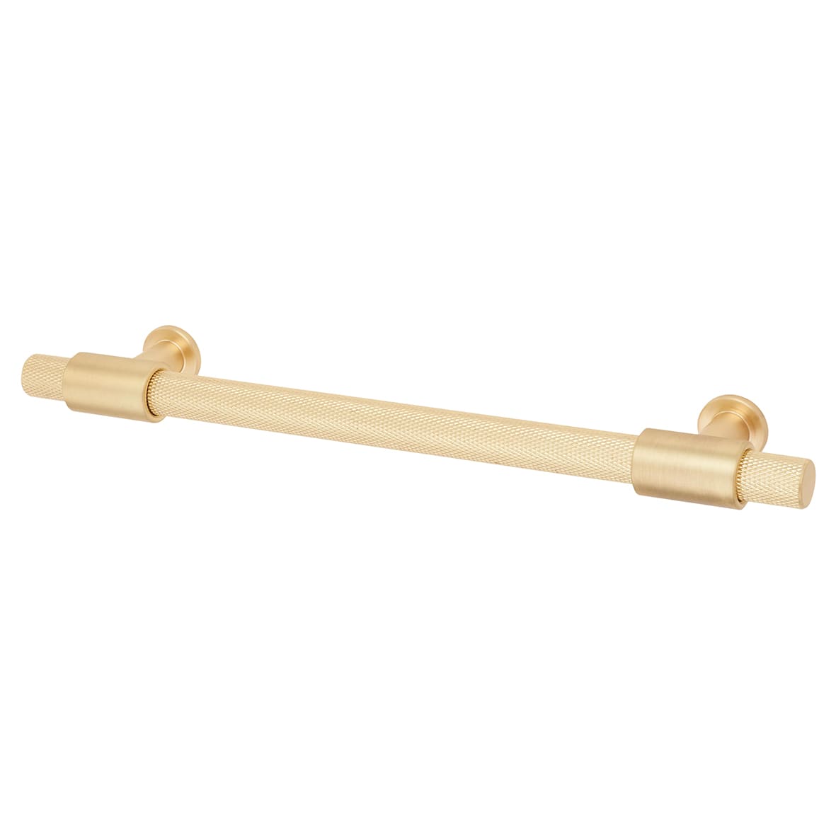 Falmouth 12mm Knurled T-Bar Cabinet Pull Handle - 160mm Centres - Satin Brass