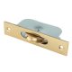 Square Ball Bearing Sash Window Pulley - 44mm Curved Metal Wheel - Polished Brass