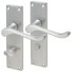 Satin Chrome Victorian Scroll Bathroom Door Handles - 155 x 42mm