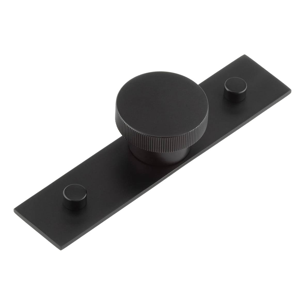 Thaxted Lines Round Cabinet Knob on Plain Backplate - 40mm Diameter - Black