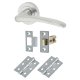 Satin Chrome Latch Door Handles on Rose Pack - Eloise Range