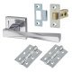 Polished Chrome Latch Door Handles on Square Rose Pack - Spirit Range