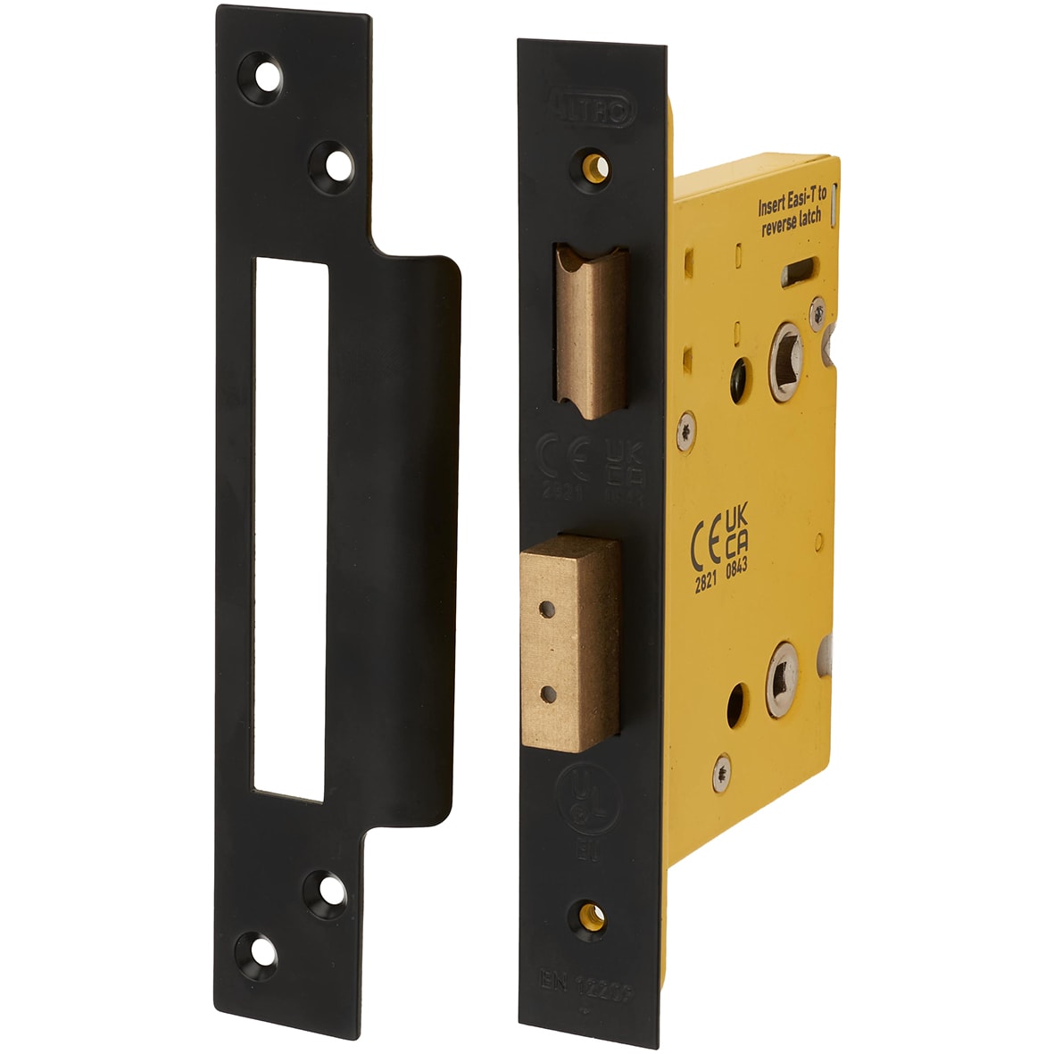 Architectural Bolt Through Bathroom Lock - 78mm Case - 57mm Backset - Square - Matt Black