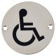 Disabled Toilet Door Sign - 75mm Diameter - Polished Stainless Steel